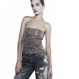 Zara Strapless Rhinestone Top